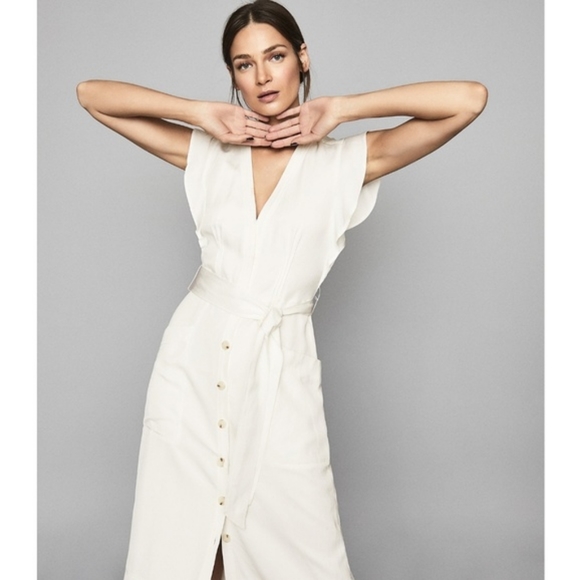 NWT REISS | Linen Midi Dress - Picture 8 of 13